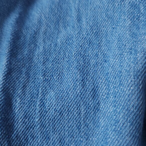 Old Navy Womens Denim Jumpsuit M Petite Blue Puff Sleeve Farmcore Cottagecore - Picture 8 of 13